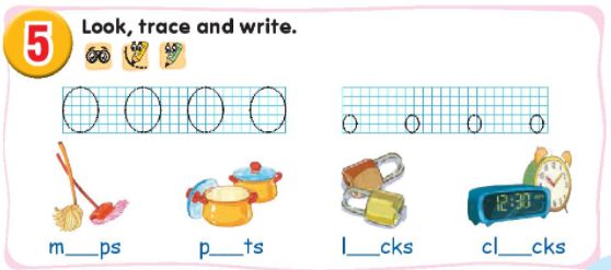Bài tập viết tiếng Anh lớp 1 - Look, trace and write.