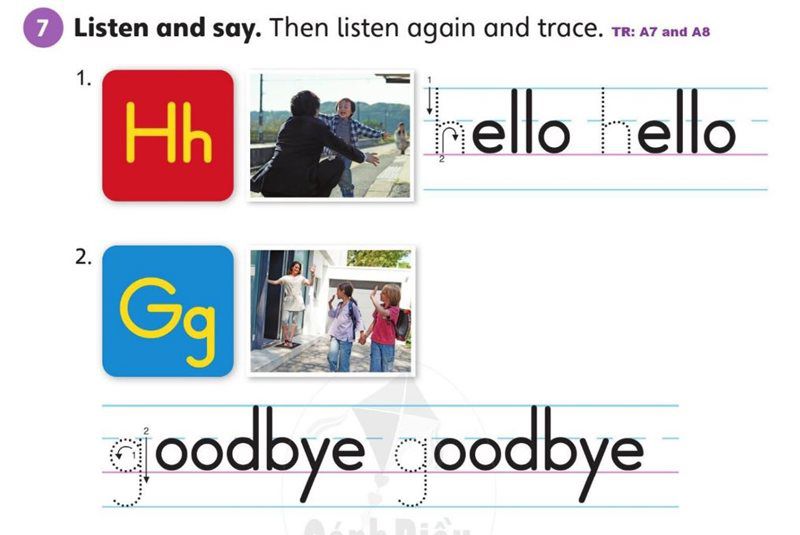 Bài tập nghe tiếng Anh lớp 1 - Listen and say.